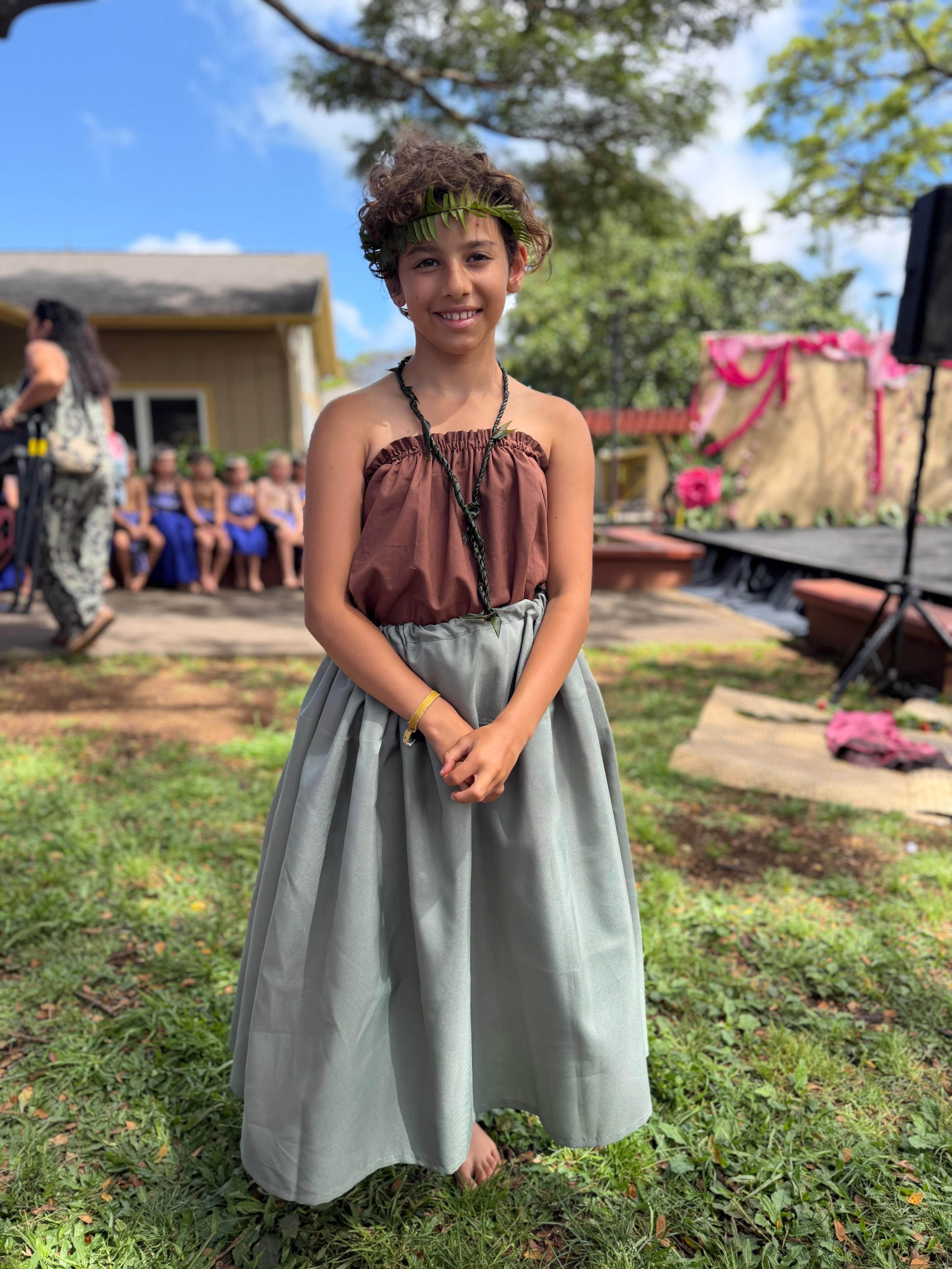 Gaia in her hula costume